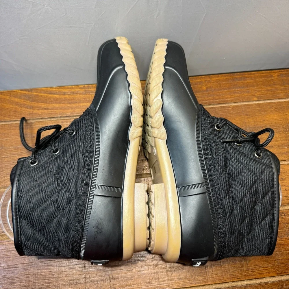 St Johns Bay Denton Quilted Duck Boots‎ Black Lace Up Women Size 7 Memory Foam